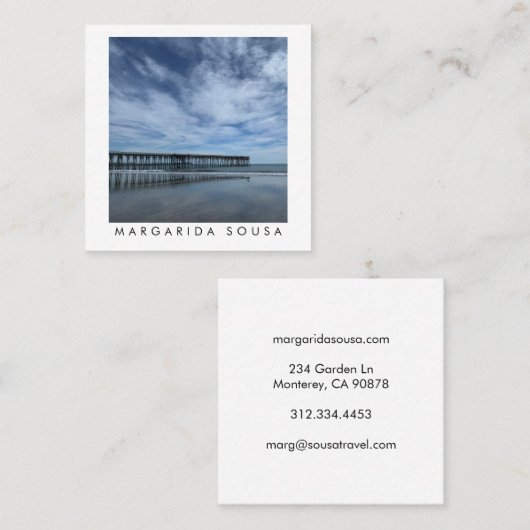 Ocean Beach Pier Blue Fototoerisme Vierkante Visitekaartje (Voorkant / Achterkant)