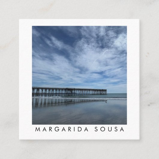Ocean Beach Pier Blue Fototoerisme Vierkante Visitekaartje (Voorkant)