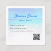 Ocean Beach QR Code Blue Scene Modern Square Vierkante Visitekaartje (Achterkant)