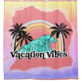 Ocean Beach Regenboog Palm Trees Vakantie Vibe Douchegordijn (Voorkant)