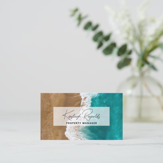 Ocean / Beach Rental Property Manager Aangepaste f Visitekaartje (Staand voorkant)
