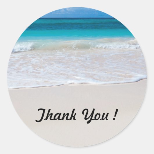 Ocean Beach Round Dank je wel. Ronde Sticker (Voorkant)
