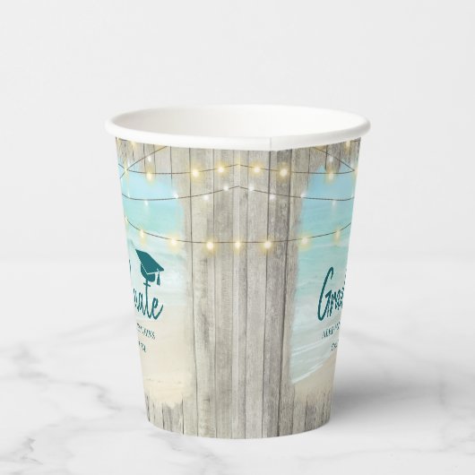 Ocean Beach Rustic Wood Lights Afstuderen partij Papieren Bekers (Rechts)