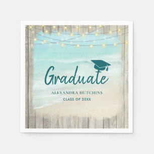 Ocean Beach Rustic Wood Lights Afstuderen partij Servet