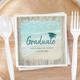 Ocean Beach Rustic Wood Lights Afstuderen partij Servet