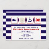 Ocean / Beach / Sailing Birthday Party Kaart (Voorkant / Achterkant)