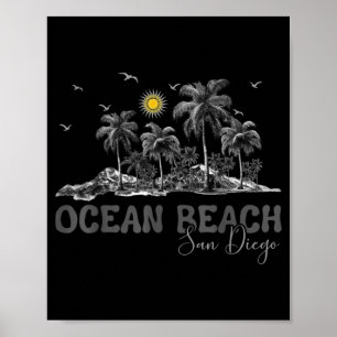 Ocean Beach San Diego Californië Meisjes Vintage Poster