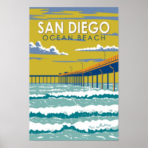Ocean Beach San Diego Reis Kunst Vintage Poster