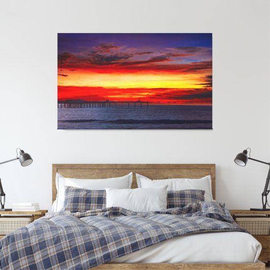 Ocean Beach San Diego Sunset Canvas Muurkunst  Afdruk (Insitu (Slaapkamer))