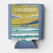Ocean Beach San Diego Travel Art Vintage Blikjeskoeler (Voorkant)