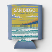 Ocean Beach San Diego Travel Art Vintage Blikjeskoeler (Achterkant)