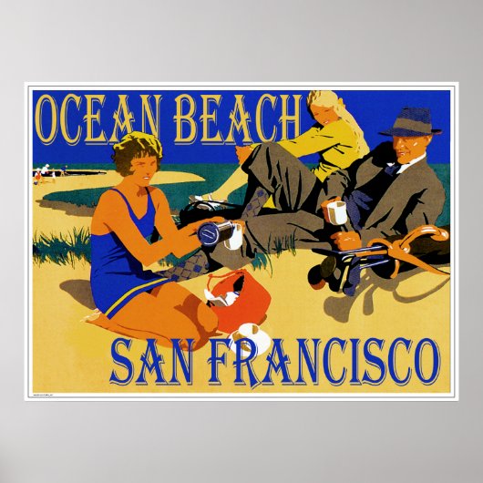 Ocean Beach San Francisco, California Retro Beach Poster (Voorkant)