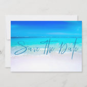 Ocean Beach Sand Destination Blue Modern Save The Date (Voorkant)
