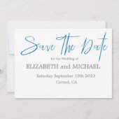 Ocean Beach Sand Destination Blue Modern Save The Date (Achterkant)