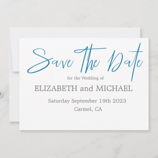 Ocean Beach Sand Destination Blue Modern Save The Date (Achterkant)