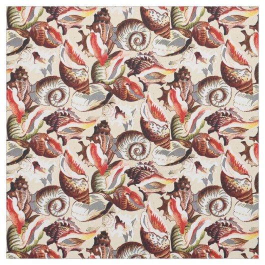 Ocean Beach Sandy Sea Shells Patroon Stof (Swatch)