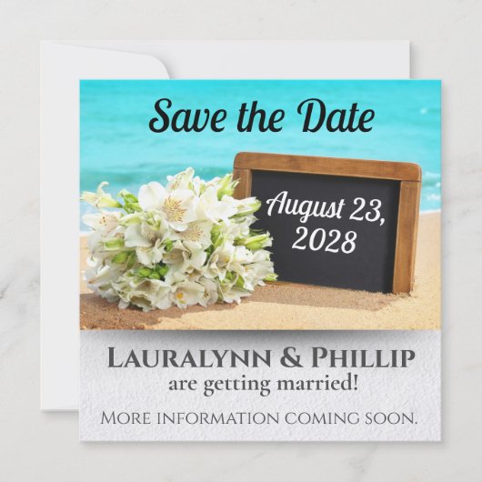 Ocean Beach Save the Date Bruiloft Kaart (Voorkant)