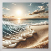 Ocean Beach Scène Kustzonsondergang Wall Art Poster (Voorkant)