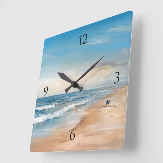 Ocean Beach Scene Schilderij Vierkante Klok (Hoek)