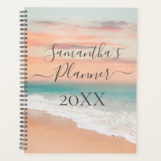 Ocean Beach Scene Script Calligraphy Planner (Voorkant)