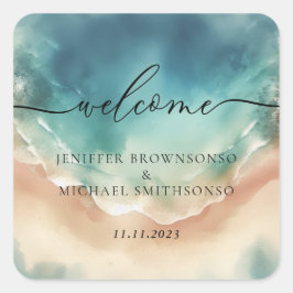 Ocean Beach Schattigee handtekening Vierkante Sticker