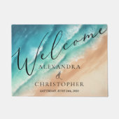 Ocean Beach Schattigee handtekening Zomer Welkom Deurmat (Voorkant)