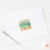 Ocean Beach Schattigee Signature Sun Sand Vierkante Sticker (Envelop)