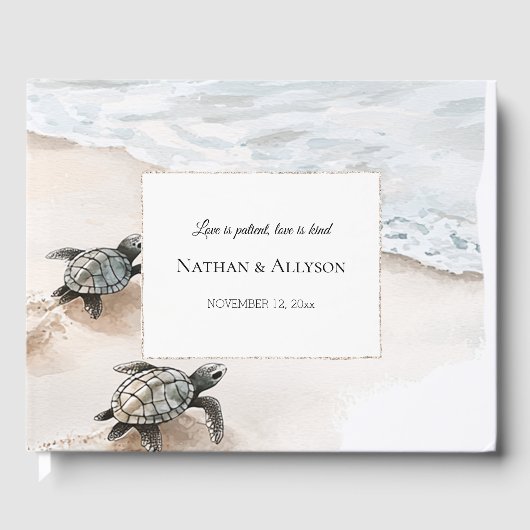 Ocean Beach Sea Turtles Wedding Gastenboek (Voorkant)