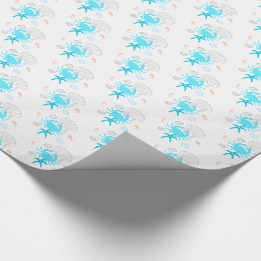 Ocean Beach Seashell Starfish Theme Wrapping Paper Cadeaupapier (Hoek)