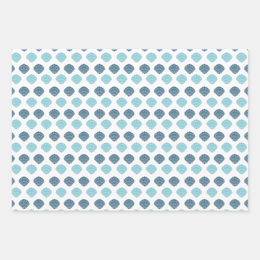Ocean Beach Seashells Blue Pattern Thema Inpakpapier Vel (Voorkant 3)