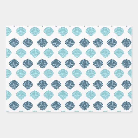 Ocean Beach Seashells Blue Pattern Thema Inpakpapier Vel (Voorkant 2)