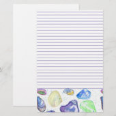 Ocean Beach Seashells Brief Schrijven Lined Briefpapier (Voorkant / Achterkant)