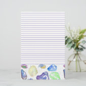 Ocean Beach Seashells Brief Schrijven Lined Briefpapier (Staand voorkant)