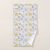 Ocean Beach Seashells Nautical Anchor Zee Life Bad Handdoek (Handdoek)