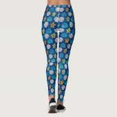 Ocean Beach Seashells Starfish Blue Yoga Leggings (Achterkant)