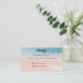 Ocean Beach Seaside Destination Wedding RSVP Informatiekaartje (Staand voorkant)