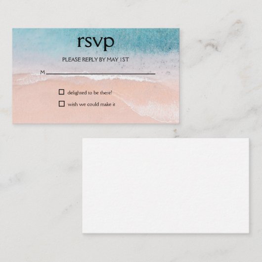 Ocean Beach Seaside Destination Wedding RSVP Informatiekaartje (Voorkant / Achterkant)