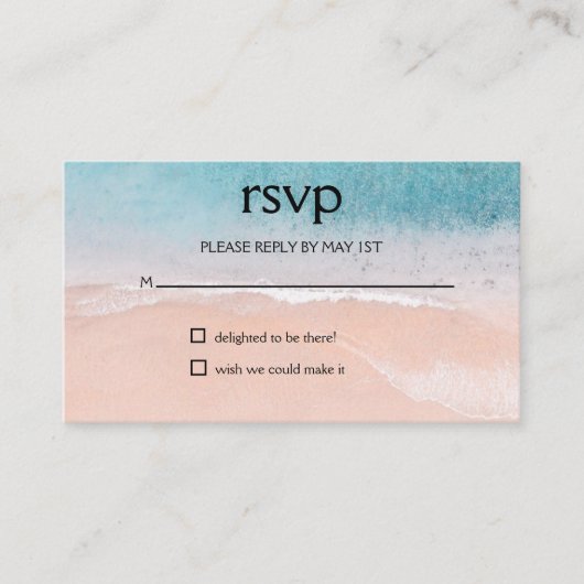 Ocean Beach Seaside Destination Wedding RSVP Informatiekaartje (Voorkant)