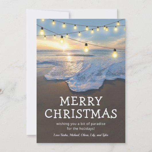 Ocean Beach Seaside kerstfeestdag kaart (Voorkant)