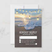 Ocean Beach Seaside String Lights Wedding RSVP (Voorkant)
