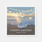 Ocean Beach Seaside String Lights Wedding Servet (Voorkant)