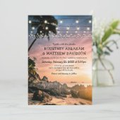 Ocean Beach Seaside Sunset Wedding Kaart (Staand voorkant)