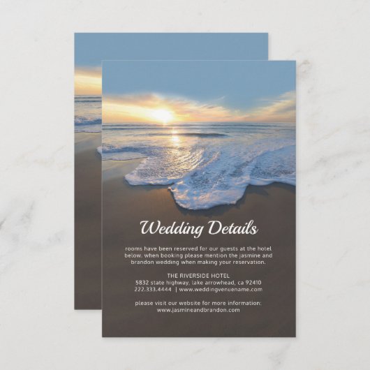 Ocean Beach Seaside Wedding Details Informatiekaartje (Voorkant / Achterkant)