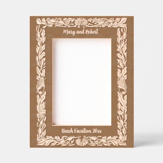 Ocean Beach Seaweed en Seashells Border Gegraveerde Lijstjes (Voorkant)