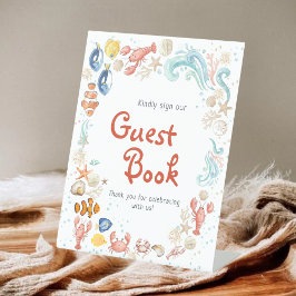 Ocean Beach She Is Catch Bridal Shower Guest Book Reclamebord Met Voetstuk