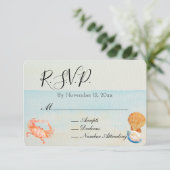 Ocean Beach Shells Wedding RSVP Informatiekaartje (Staand voorkant)