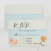 Ocean Beach Shells Wedding RSVP Informatiekaartje (Voorkant / Achterkant)