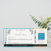 Ocean Beach Shore Boarding Pass bruiloft uitnodigi Kaart (Staand voorkant)