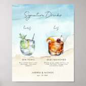 Ocean Beach Signature Drinken Bar Menu Trouwbord Poster (Voorkant)