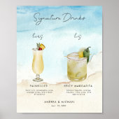 Ocean Beach Signature Drinks Bar Menu Huwelijksbor Poster (Voorkant)